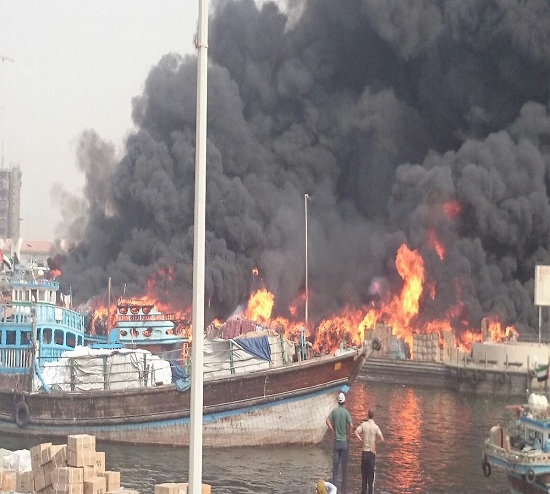 آتش سوزی لنج بوشهری در اسکله دبی